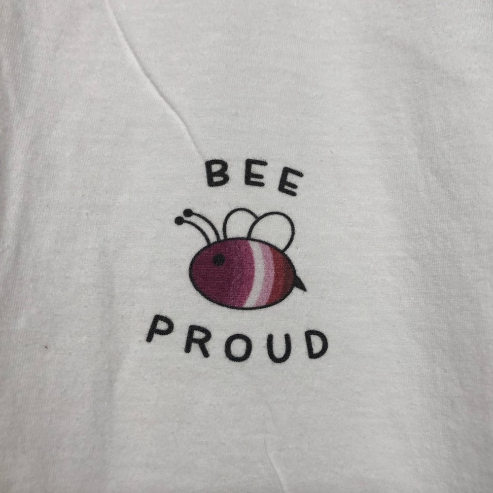 “Bee Proud” Lesbian pride flag tee